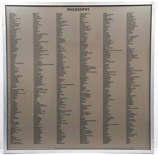 Thomas Locher 1985 silkscreen on aluminum Philosophy: Locher, Thomas (German, born 1956), Philosophy, 1985, Silkscreen on aluminum mounted on wood in artist's frame, 71 x 71 x 3.25 inches, signed, dated, and titled on frame reverse, Provenance: Tanja Gru