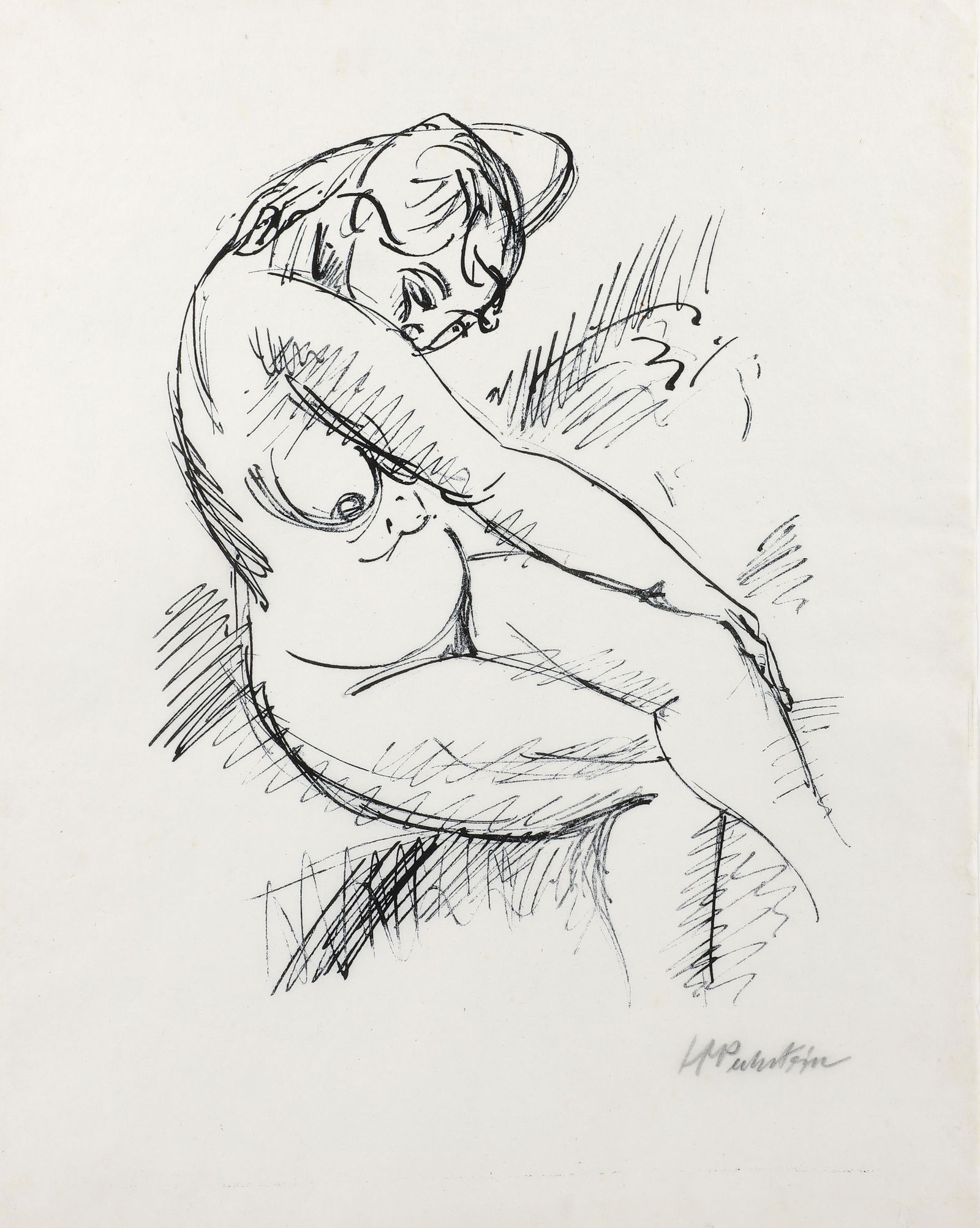 Max Pechstein 1916 lithograph Female Nude: Pechstein, Max Herman (German/French 1881 - 1955), Weiblicher Akt (Female Nude) (Kruger 168), 1916, lithograph, 12 x 10 inches, pencil signed, a strong impression of this early lithograph.