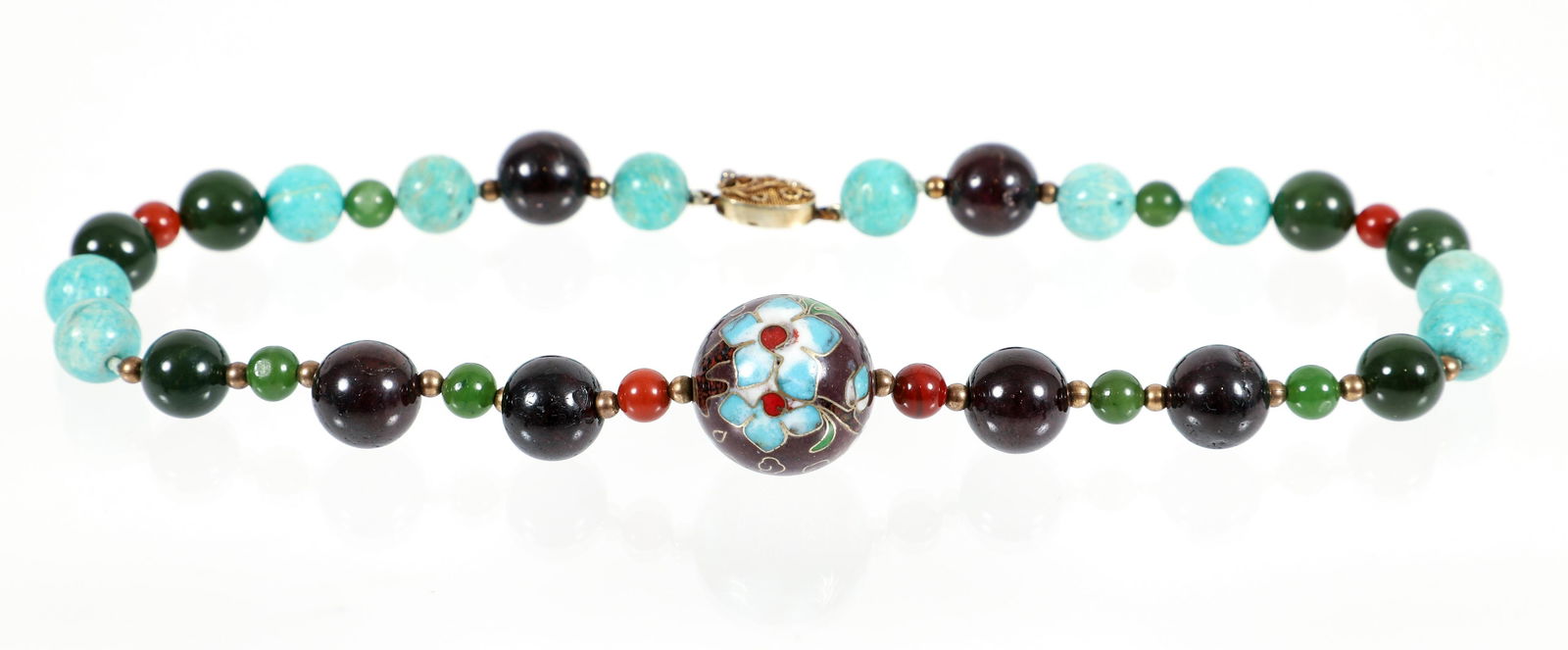 Cloisonne Hardstone Bead Necklace (1 of 4)