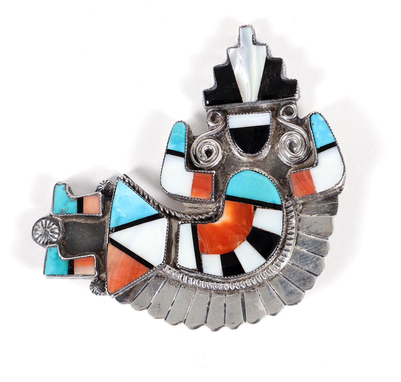 Sterling Stone Figural Native American Pin (1 of 3)