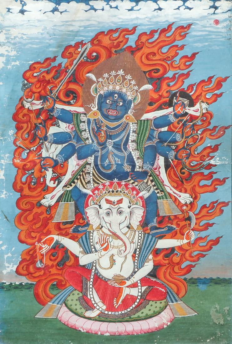 Indian Painting of Mahakala and Ganesh (1 of 8)