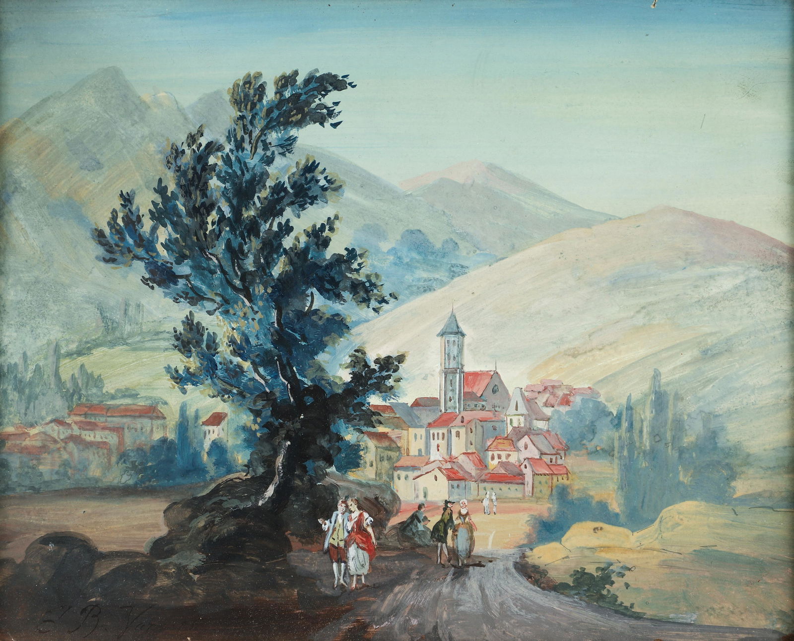 18th century Continental Gouache Mountain Scene (1 of 5)