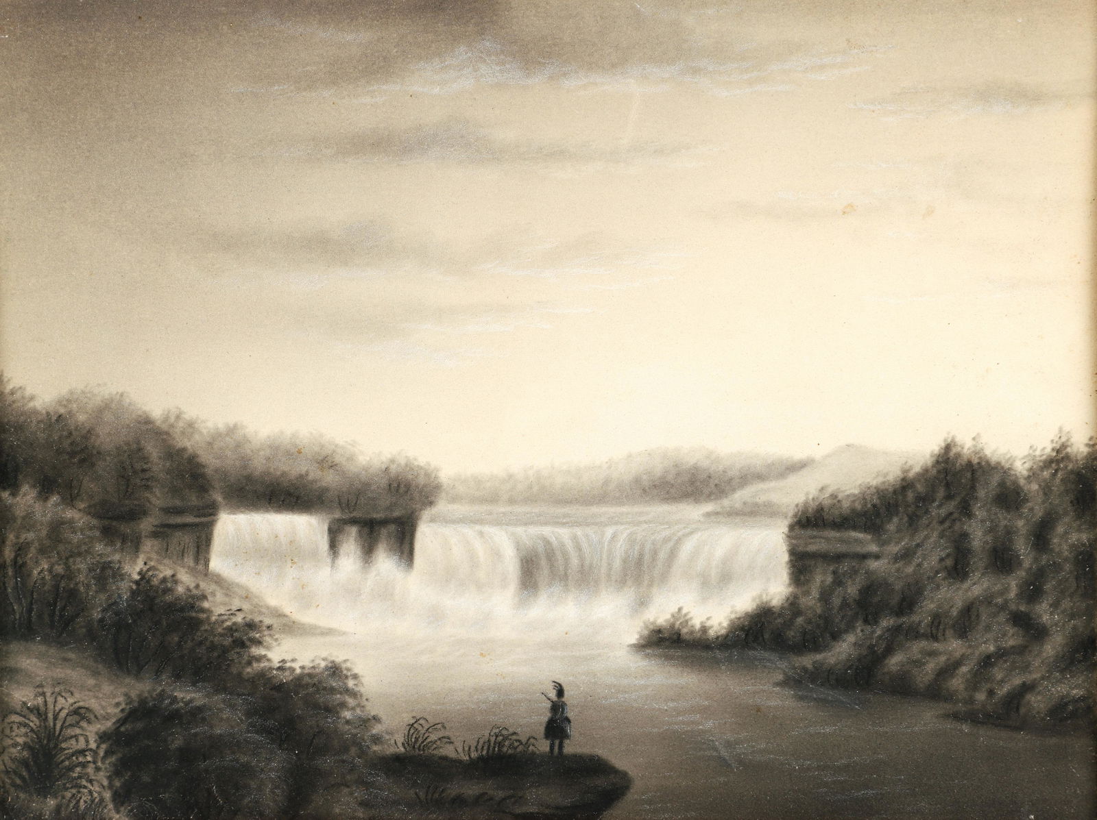 American Native at Niagara Falls Sandpaper Painting (1 of 3)