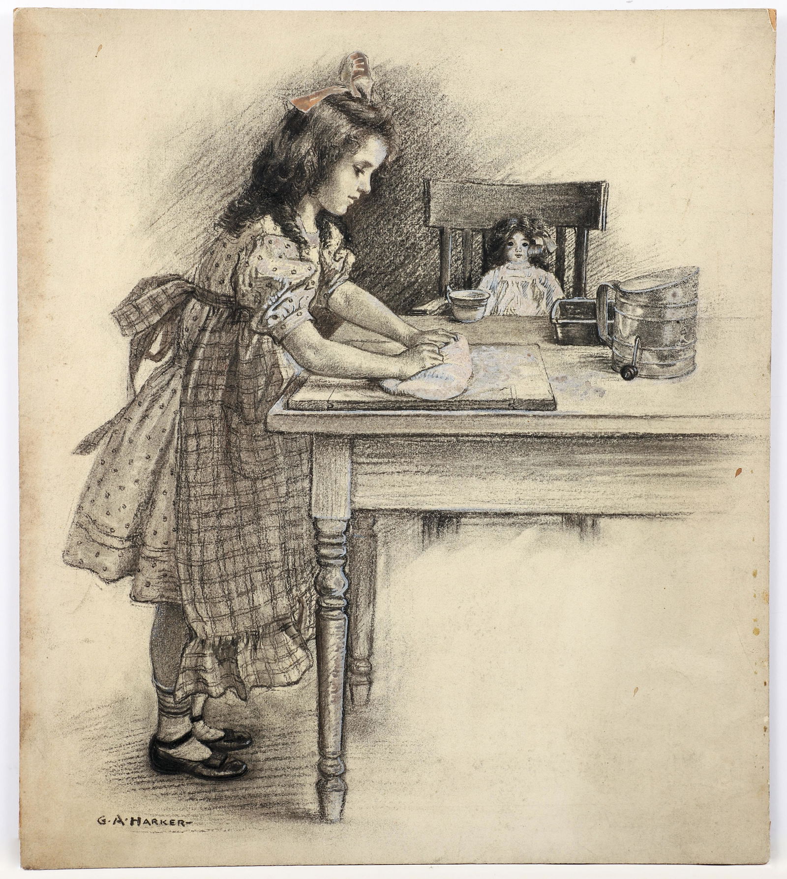 George A. Harker Little Bread Baker Pencil Drawing (1 of 3)