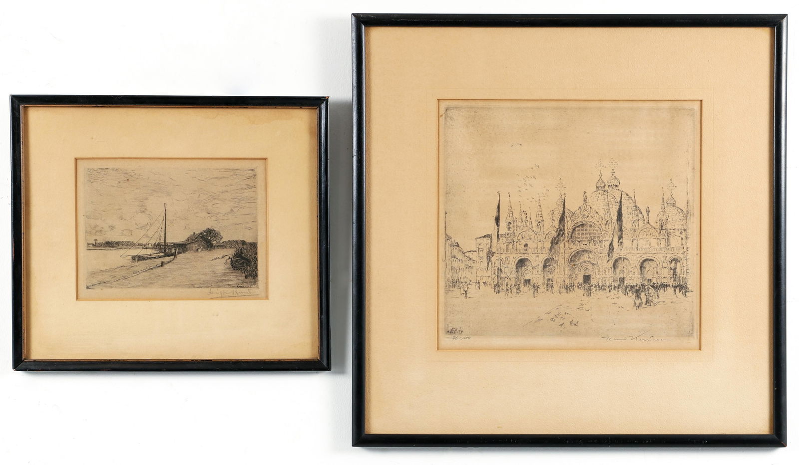 Pair of Signed Etchings Hans Kaumann Leigh Hunt (1 of 8)
