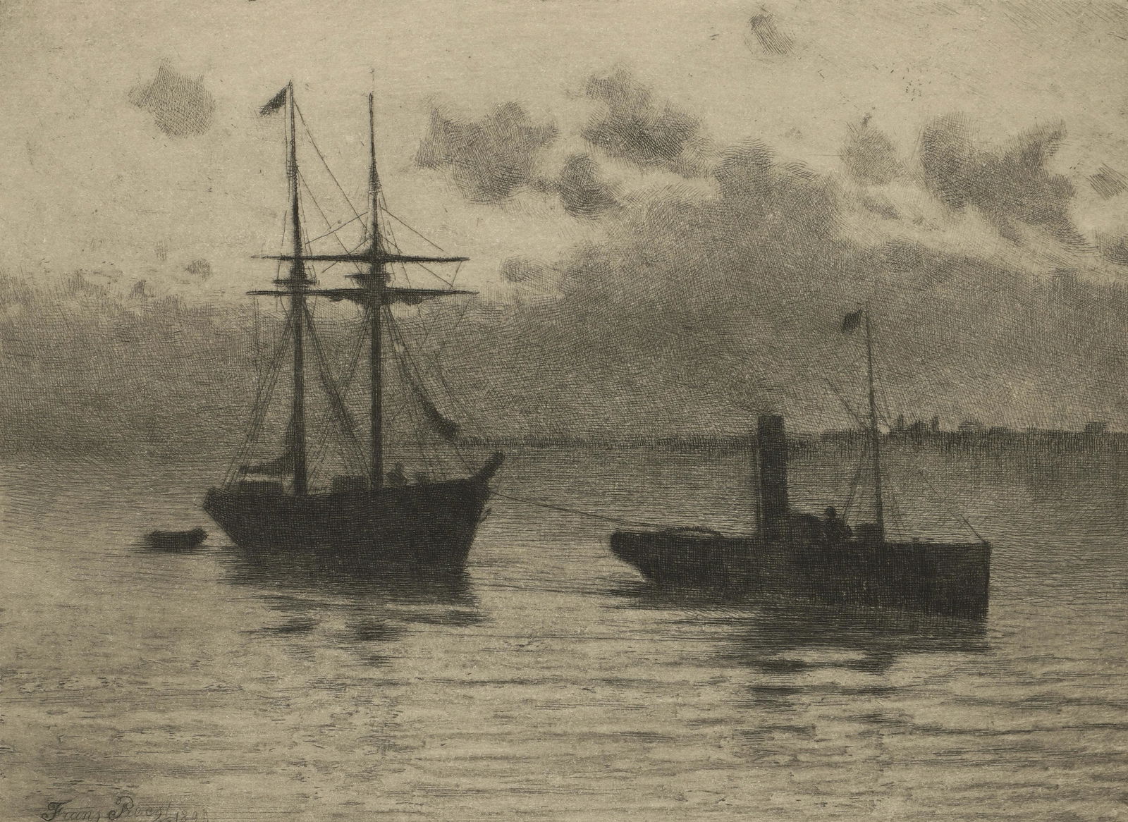 Frans Proost Fishing Scene 1893 Etching (1 of 4)