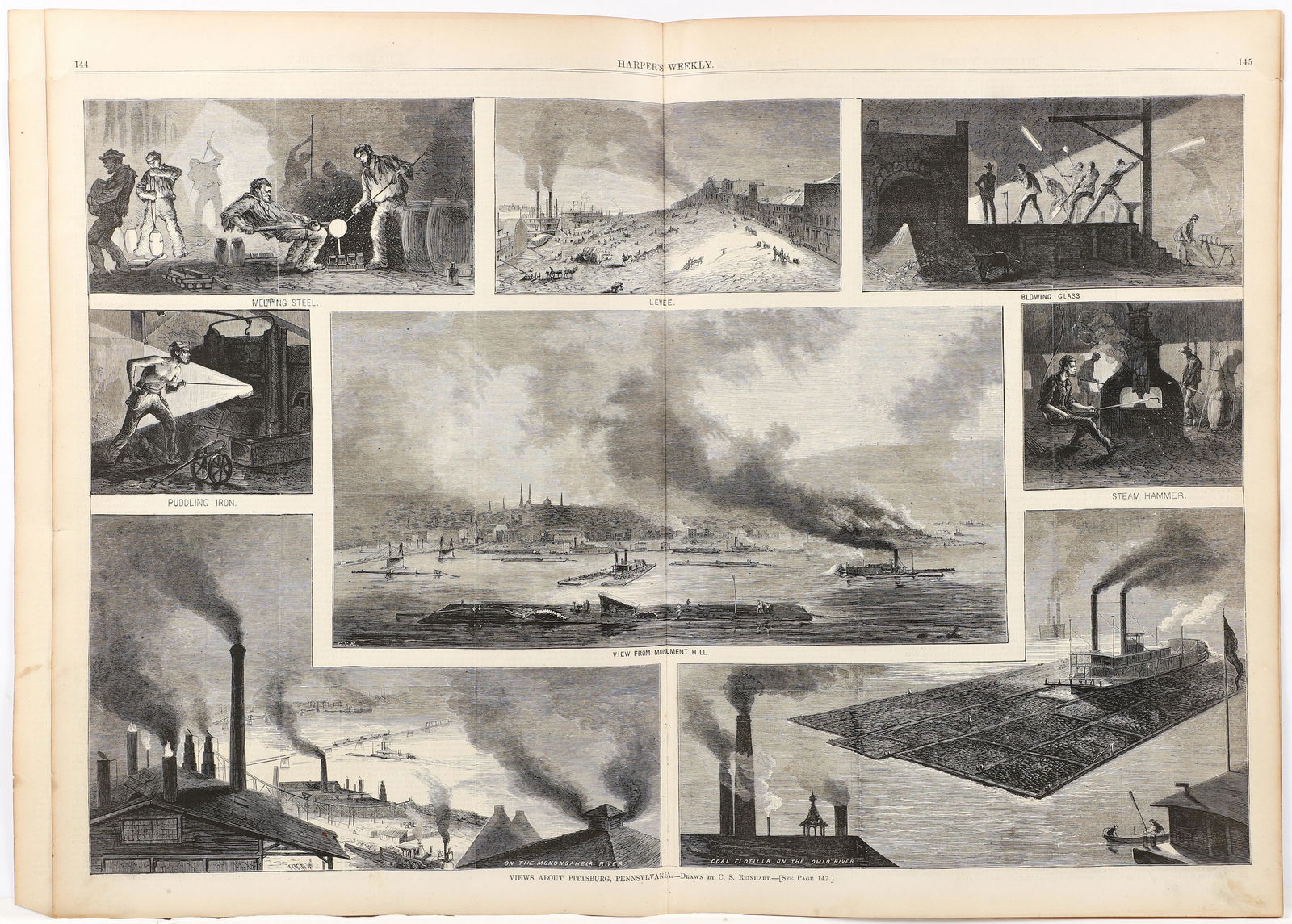 Harper's Weekly Views about Pittsburg 1871 by Reinhart (1 of 5)