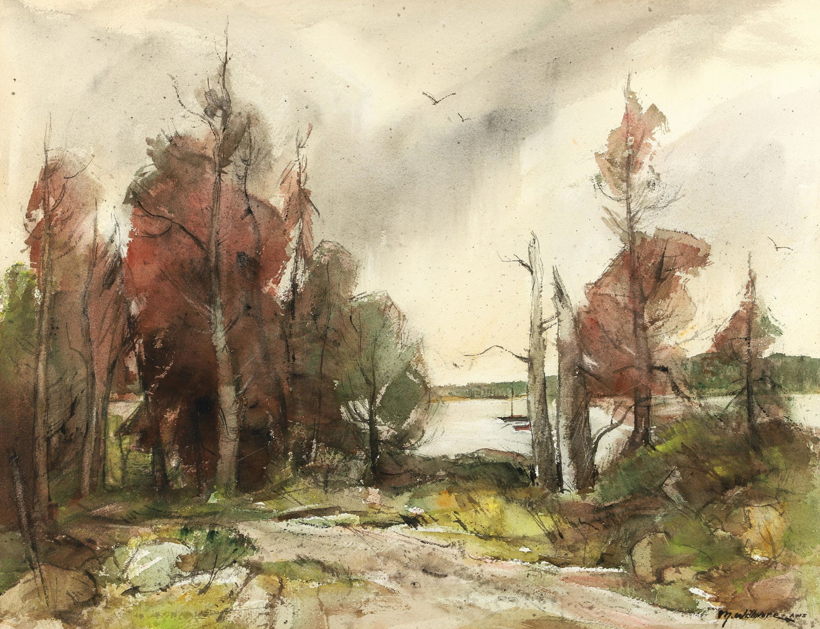 1950's watercolor of Fall Landscape (1 of 4)