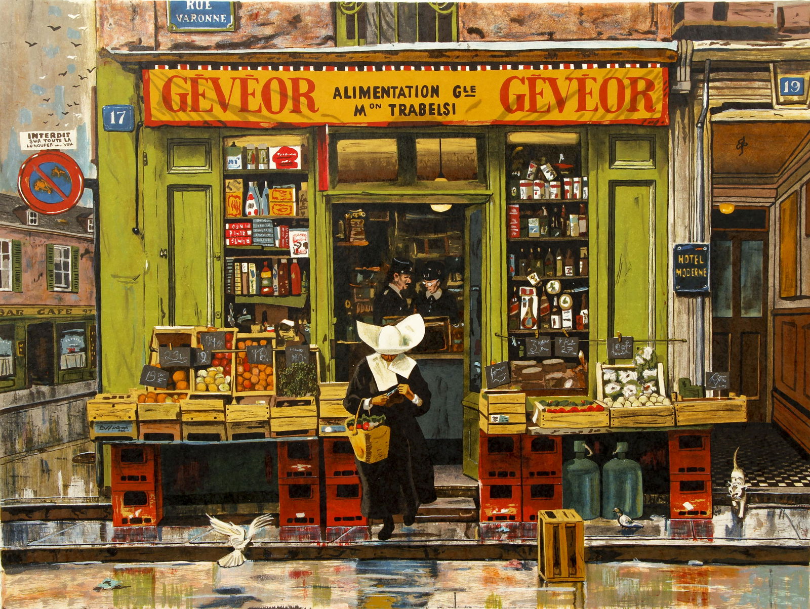 Bruce Bomberger Market Rue Varonne Signed Lithograph (1 of 5)