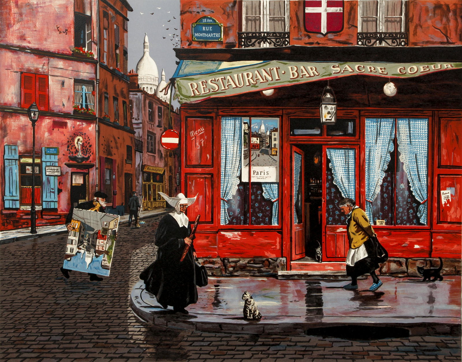 Bruce Bomberger Nun Corner of Rue Montmartre Signed Lithograph (1 of 5)