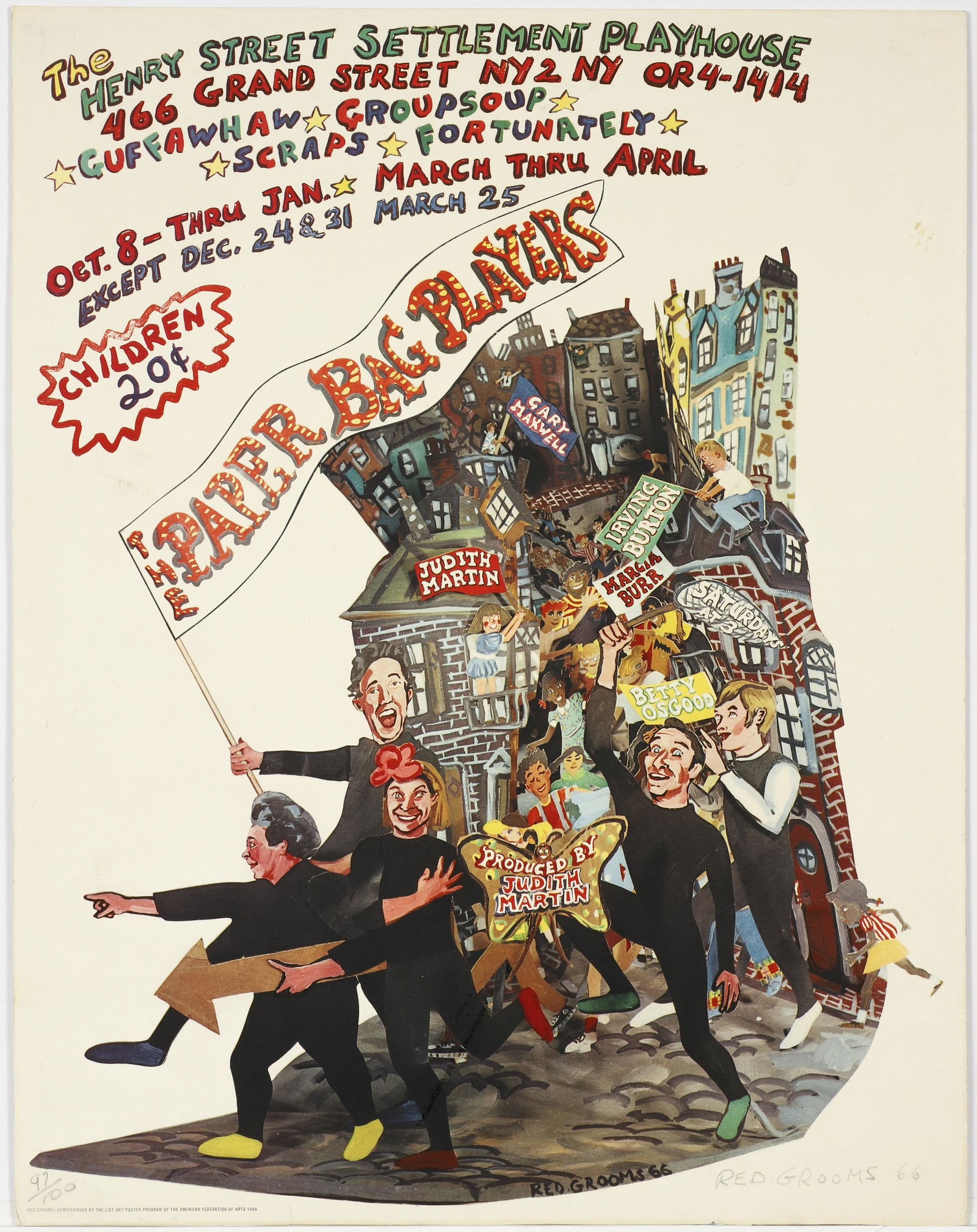 Red Grooms Paper Bag Players Signed 1966 Poster (1 of 4)
