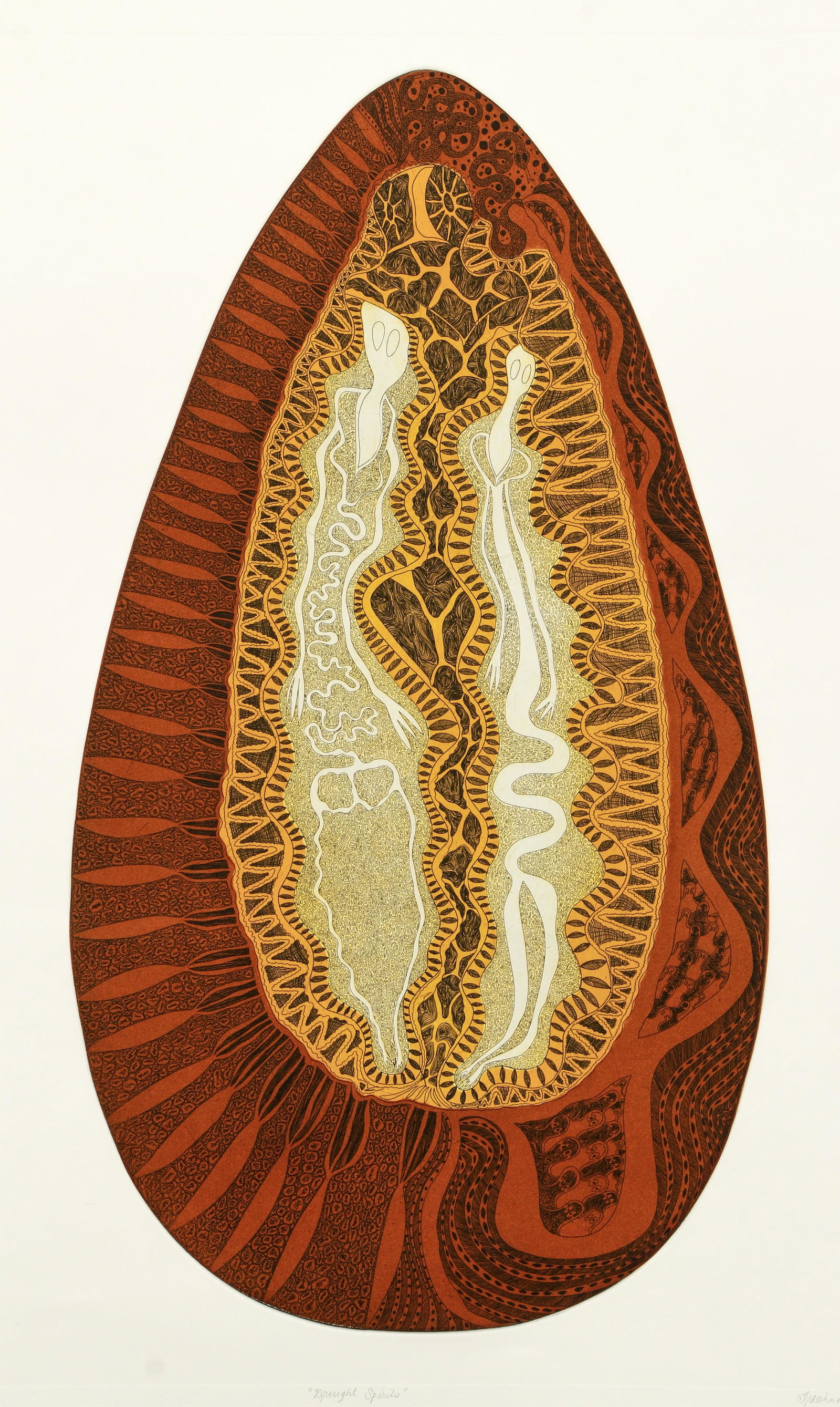 Treahna Hamm Drought Spirits Signed Color Etching Aboriginal (1 of 6)