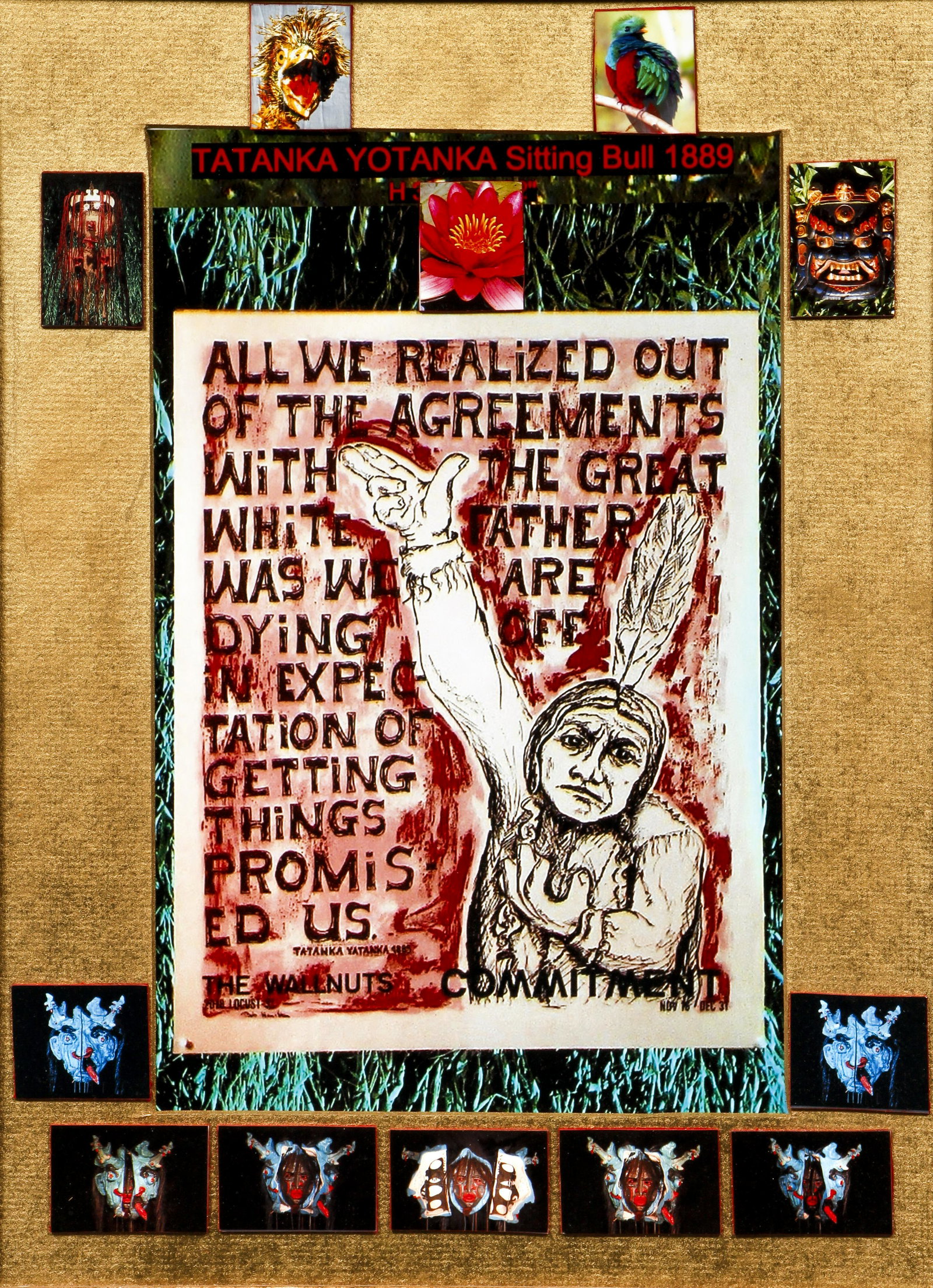 Bob LaBobgah Sitting Bull Mixed Media Shrine: LaBobgah, Bob (aka Robert Hamilton, American/Pittsburgh, 1936-2021), Sitting Bull Shrine, mixed media with photographs and sitting Buddha, measurements of frame 21.5 x 17.5 inches, uses an image of on