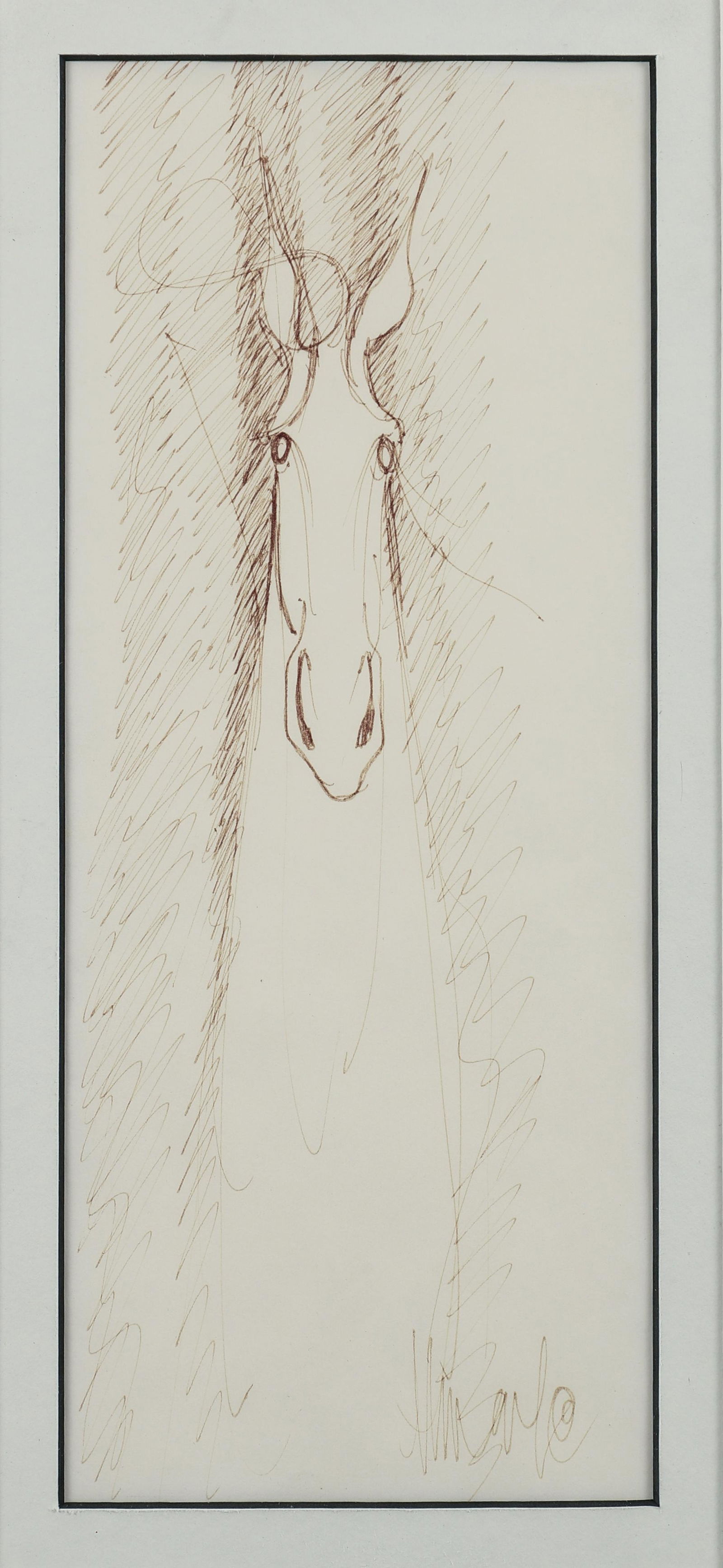 P Buckley Moss Ink Drawing of a Horse (1 of 5)