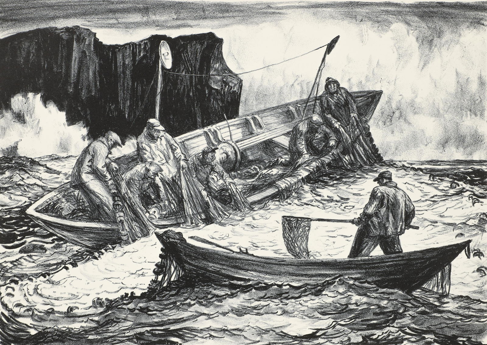 Robert von Neumann Fishing Off Maine Coast Signed Lithograph (1 of 5)