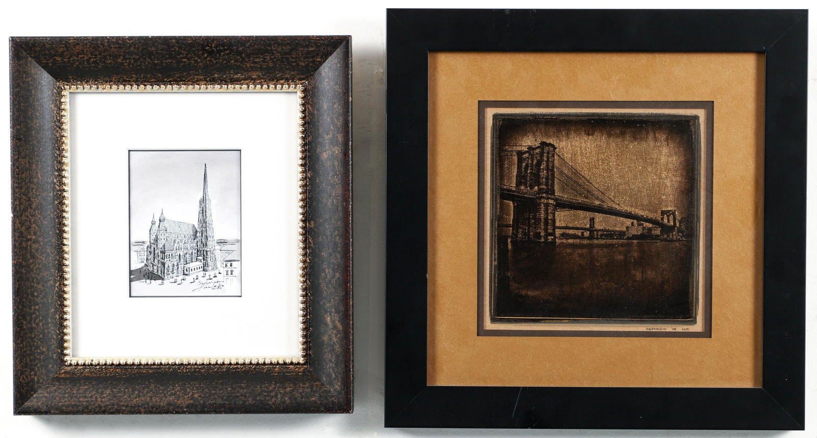 Pair of Decorative Pictures Brooklyn Bridge Vienna (1 of 7)