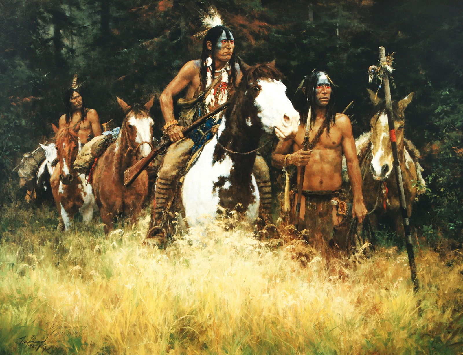 Howard Terpning lithograph The Warning signed and numbered (1 of 5)