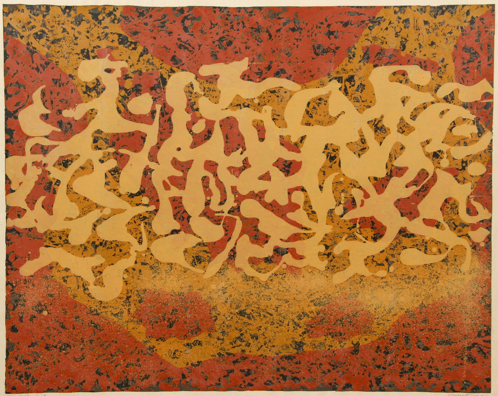 Russell Twiggs Serigraph I-C: Twiggs, Russel Gould (American, 1898 -1991), I-C, serigraph, 24 x 30 inches (image), pencil signed, and inscribed serigraph IC lower margin, framed in a black frame measuring 30 x 36 inches.