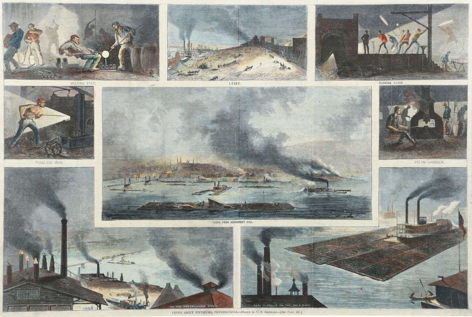 Harper's Weekly Views about Pittsburg 1871 by Reinhart (1 of 3)