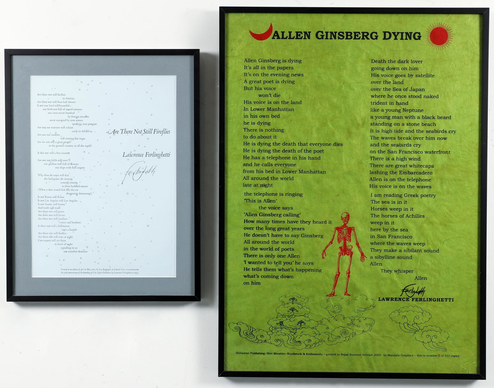 Pair of Signed Lawrence Ferlinghetti Broadsides (1 of 7)