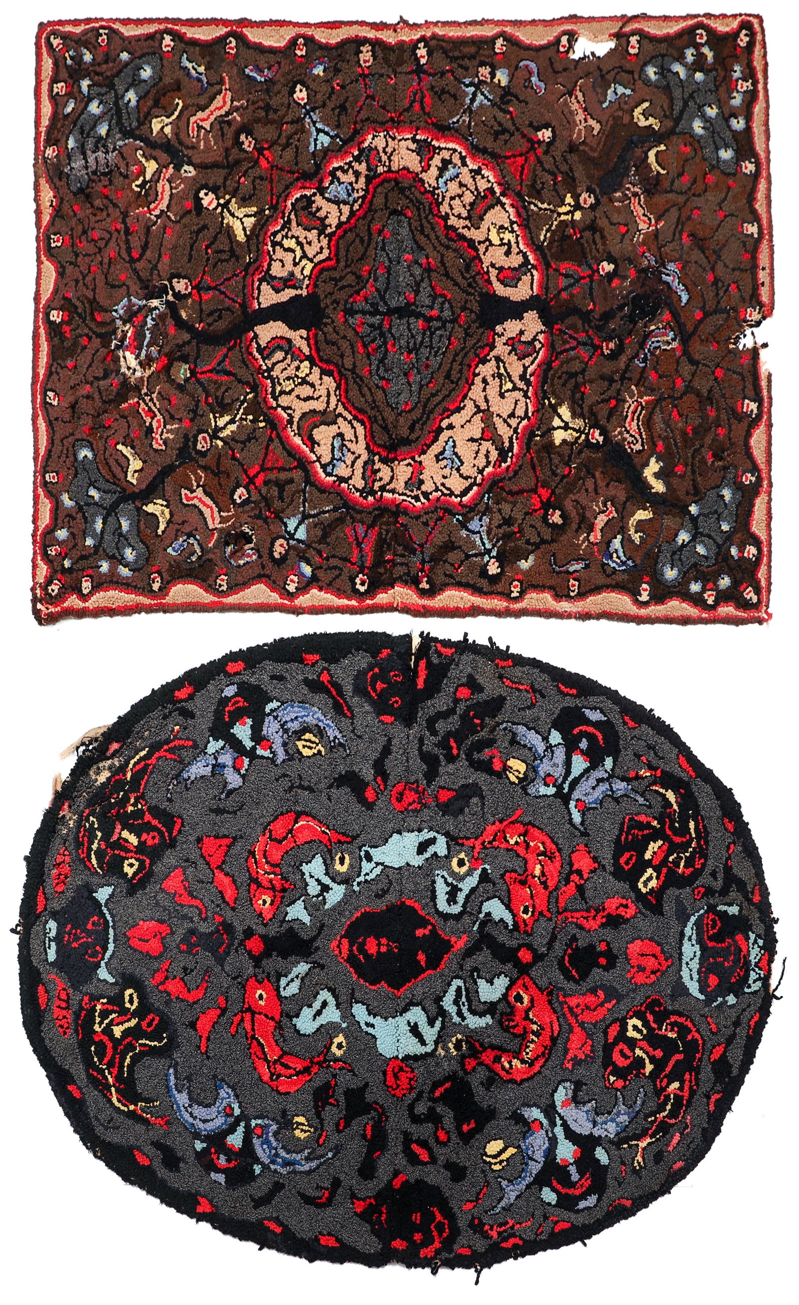 Alice Black Pair of Colorful Hooked Rugs (1 of 6)