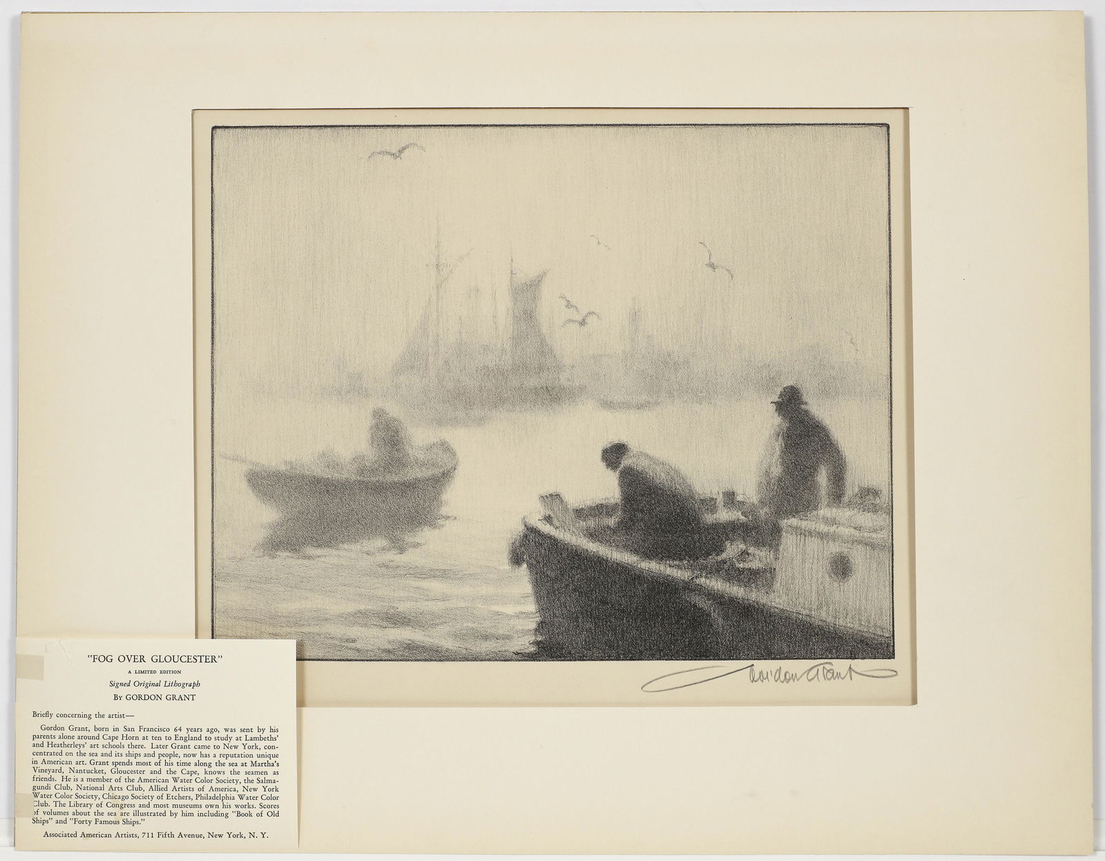 Gordon Grant Fog over Gloucester Signed Lithograph (1 of 4)