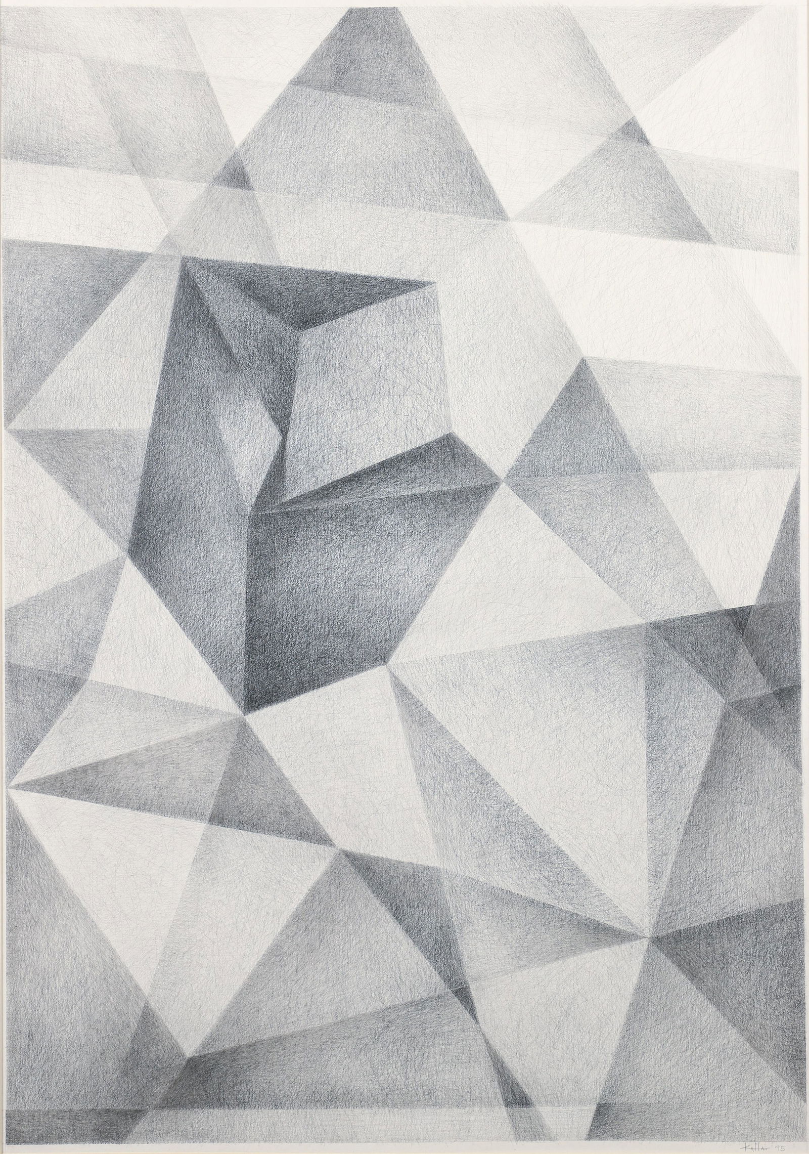 Erwin Kalla Geometric Abstract Pencil Drawing 1995 (1 of 4)