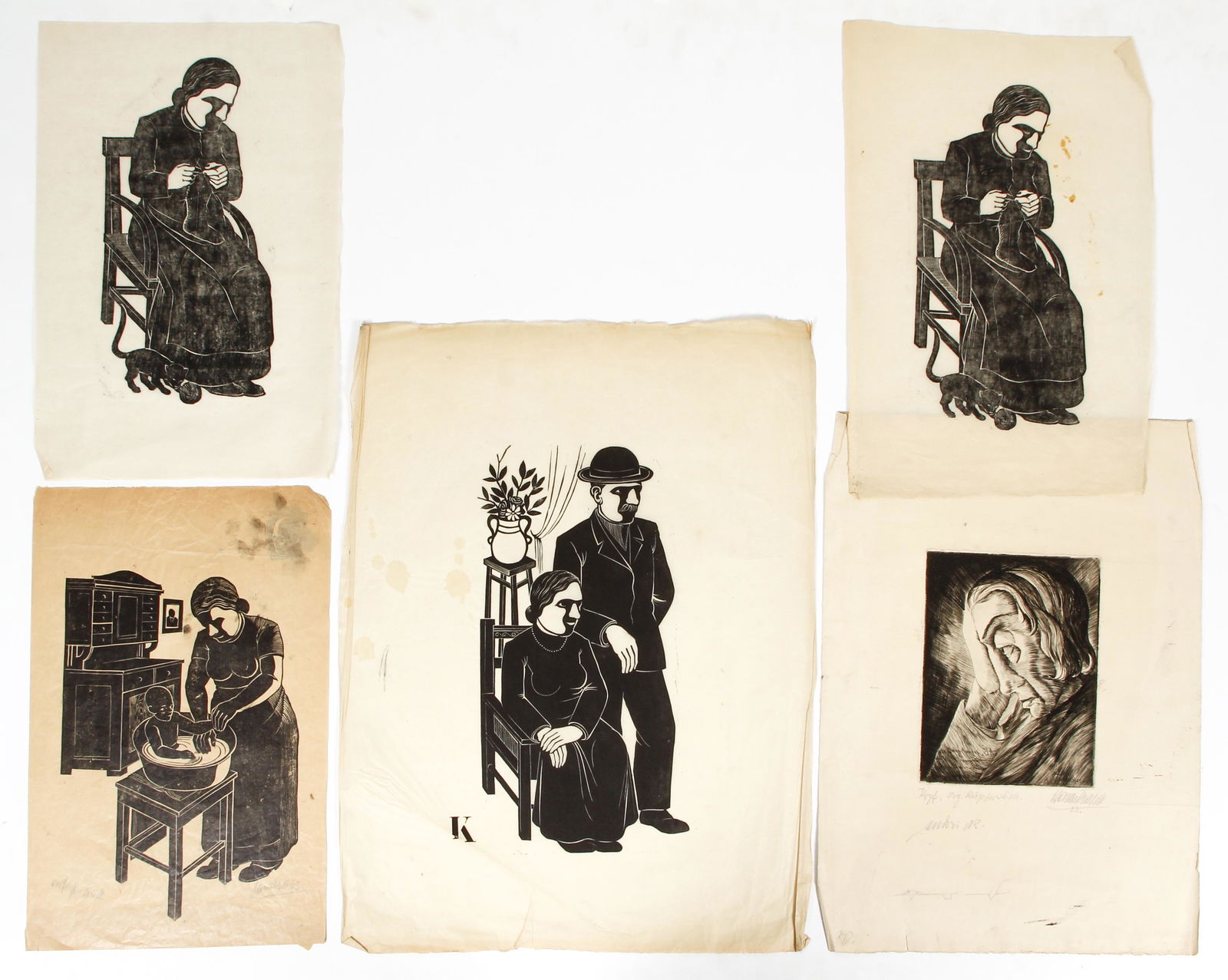 Hanns Kralik Lot of 5 prints Proofs Linocuts Trials (1 of 6)