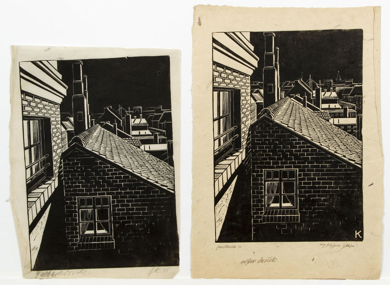 Hanns Kralik Above the Roofs woodcut in two states (1 of 7)