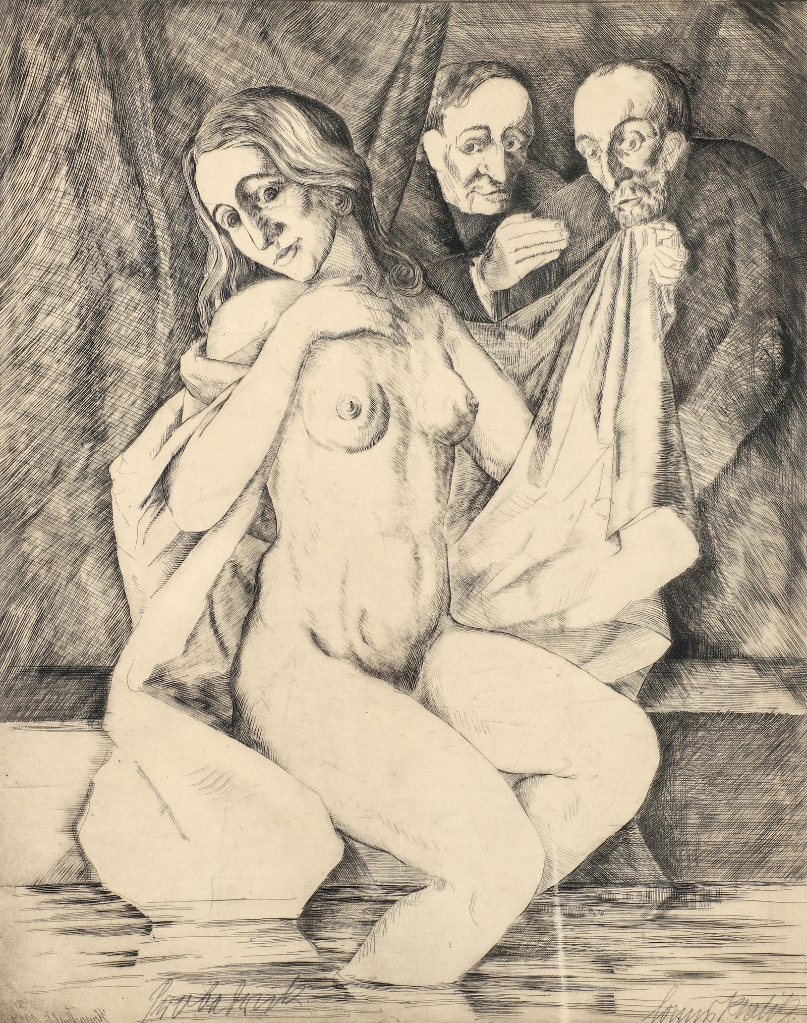 Hanns Kralik The Lechers Signed Etching 1927 (1 of 5)