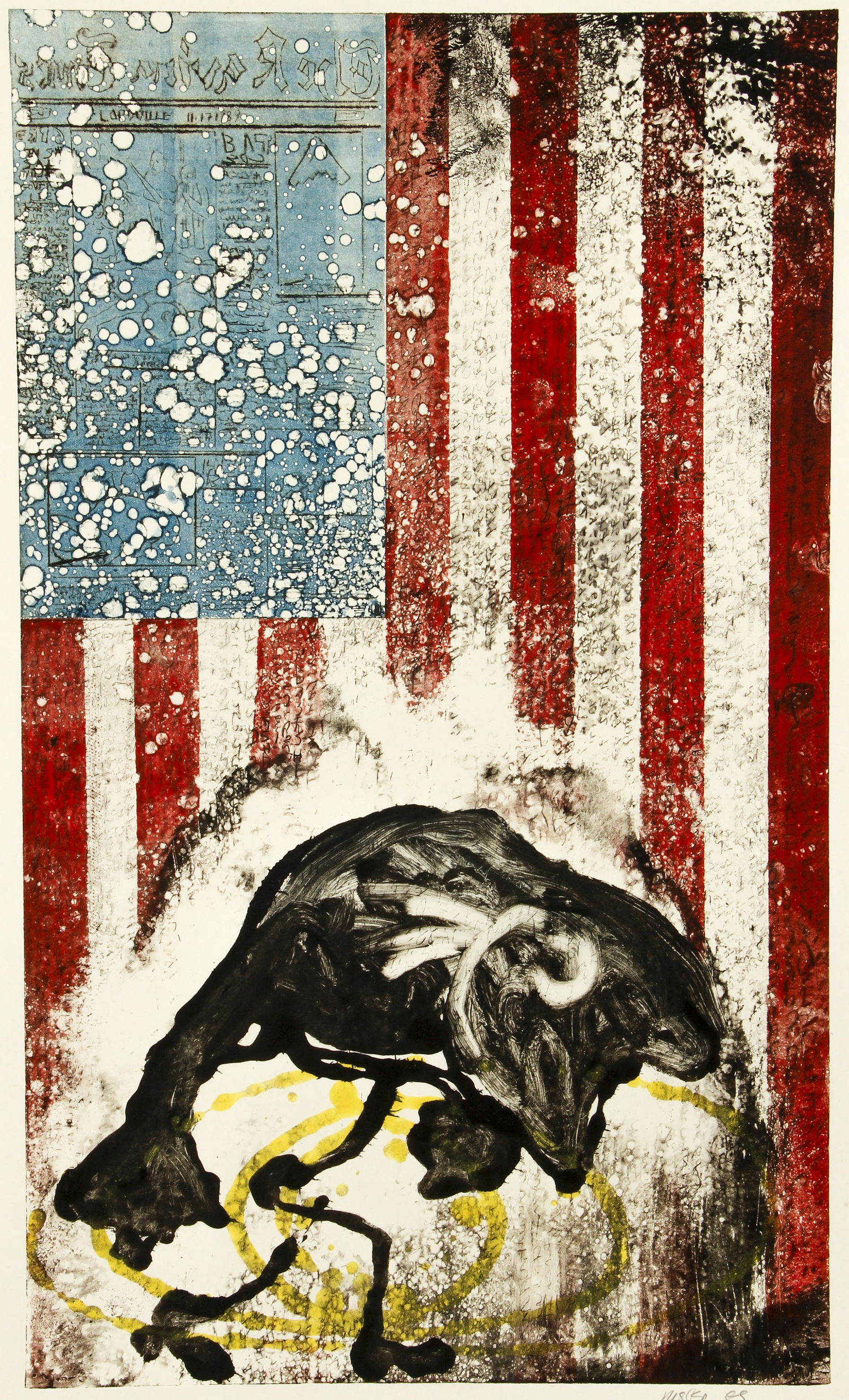 Sam Messer color monotype 1989 W-3: Messer, Sam (American, born 1955), W-3, color monotype, 32 x 19 inches, signed and dated in the lower margin, Provenance: Garner Tullis Workshop, unframed.