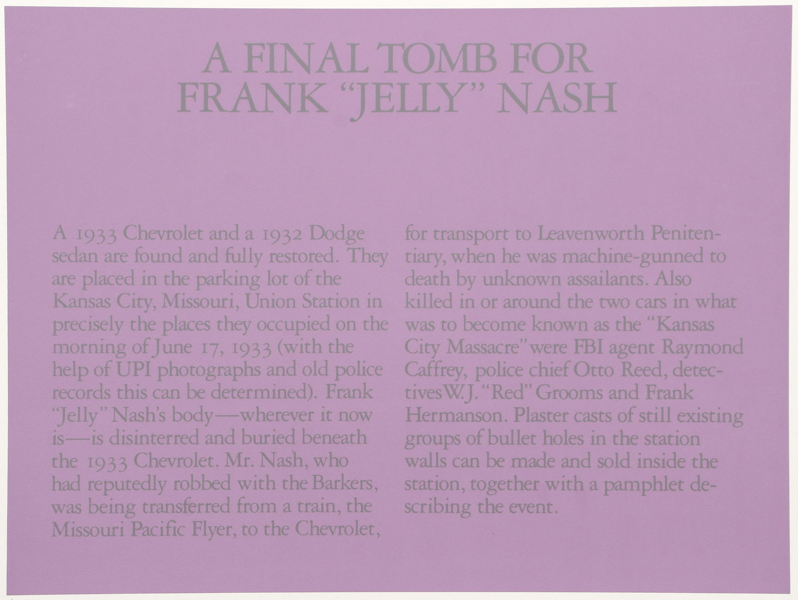 Robert Morris A Final Tomb for Frank Jelly Nash 1980 Serigraph (1 of 5)