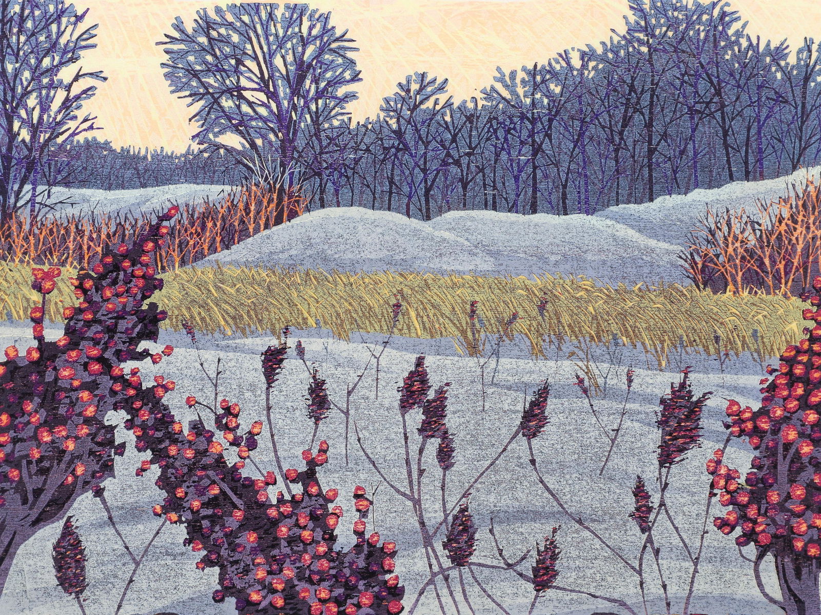 Gordon Mortensen 1982 woodcut Winter Sumac (1 of 5)