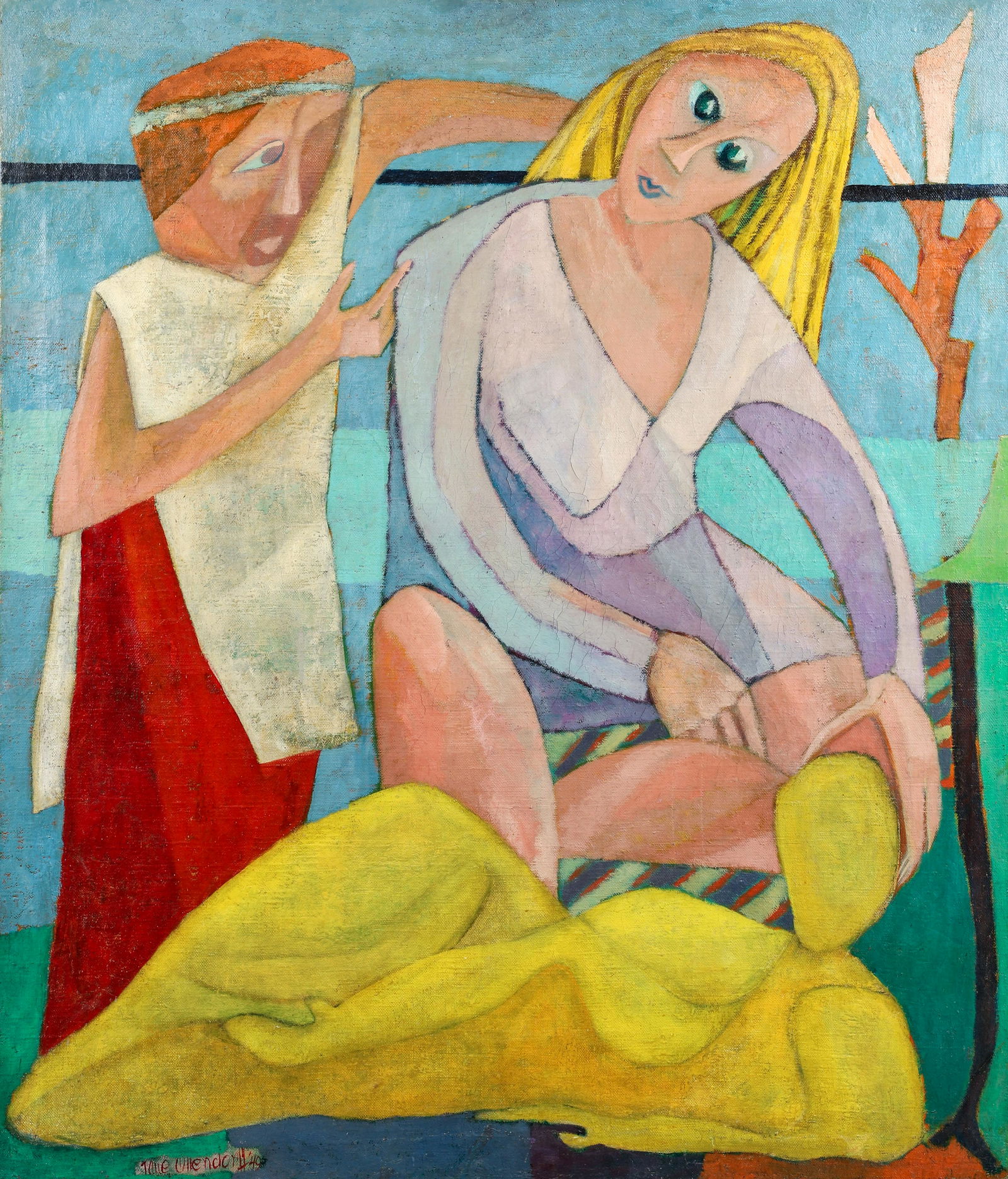 Jane Ollendorff Leavened Bread Signed Painting 1949 (1 of 4)