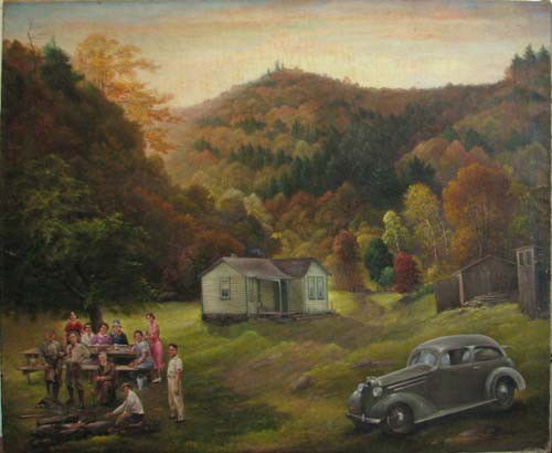 James R. Ford Family Cookout: Artist: Ford, James R. (American, 1888-1963) Title: Family Cookout Date: 1940 Medium: oil on canvas Dimensions: 30 x 36 inches Signature: Signed and dated lower right