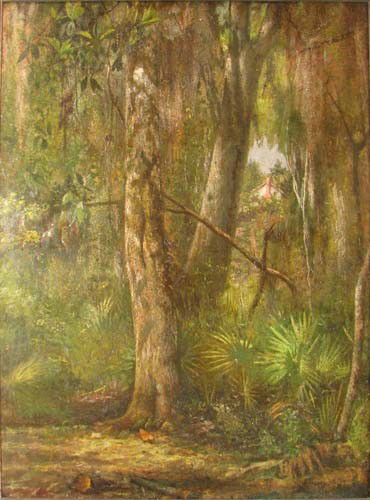 John Donaghy Florida Forest Landscape: Artist: Donaghy, John (American 1838 - 1931) Title: Florida Forest Landscape Medium: oil on canvas Dimensions: 27 x 21 inches Signature: Signed Donaghy lower right Provenance: Royal York Auc