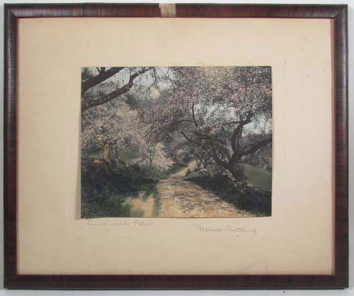 Wallace Nutting Hand tinted photograph: Artist: Nutting, Wallace Title: Lined with Petals Date: copyright 1910 Medium: hand tinted photograph Dimensions: 9.25 x 7.5 inches mounted on 13 x 16 inch back board Description: photograph o