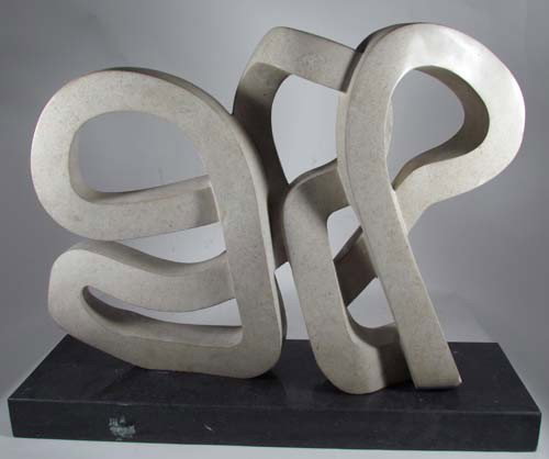 Guy Bellaver Space and Limestone in Harmony II Scu: Artist: Bellaver, Guy (Contemporary American) Title: Space and Limestone in Harmony II Date: 1981 Medium: Limestone with Marble base Dimensions: 25 x 19 x 5 inches, base 28 x 2 x 8 inches Descripti