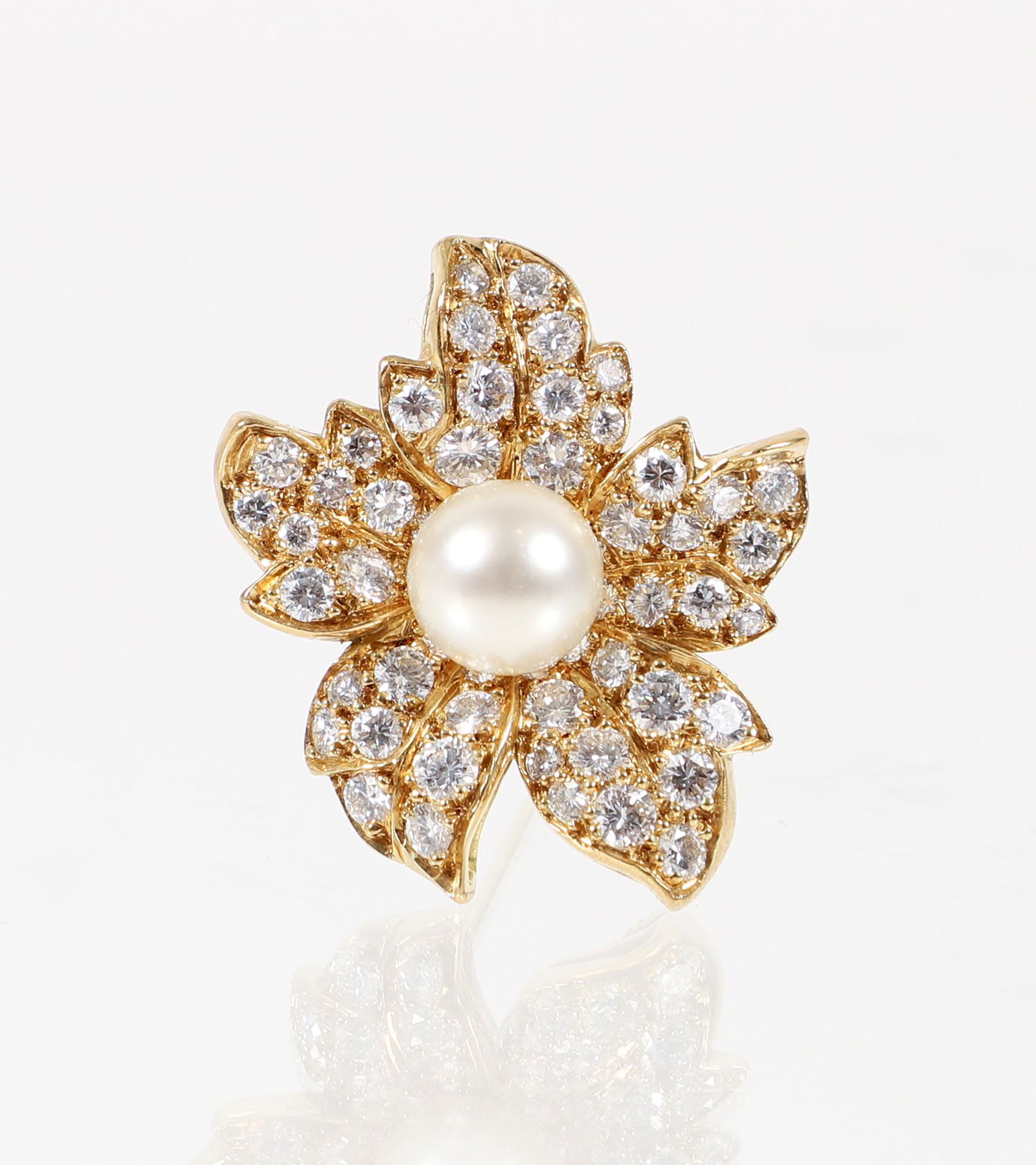 18K Pearl Diamond Floral Pin (1 of 3)