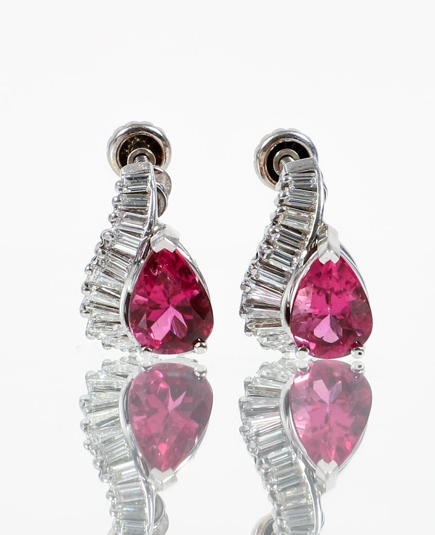 Platinum Pink Tourmaline Diamond Earrings (1 of 5)