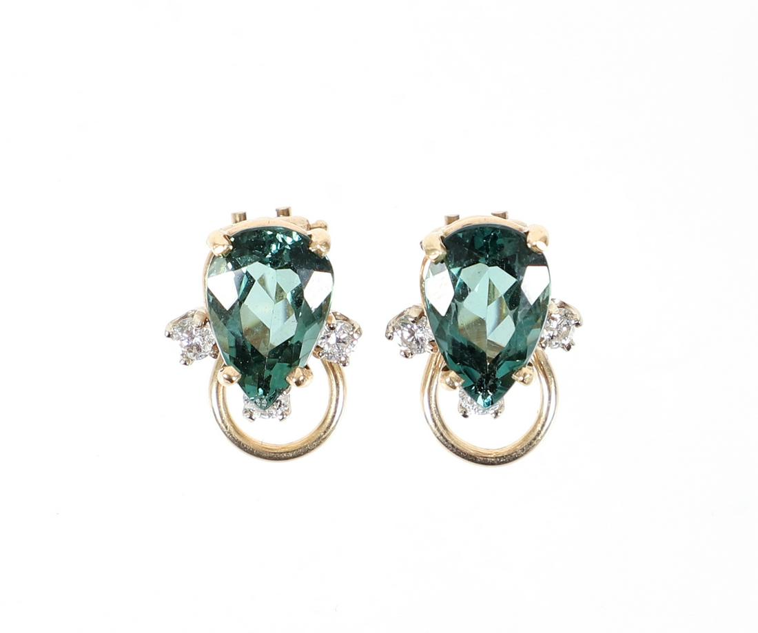 14K Tourmaline Diamond Earrings (1 of 4)