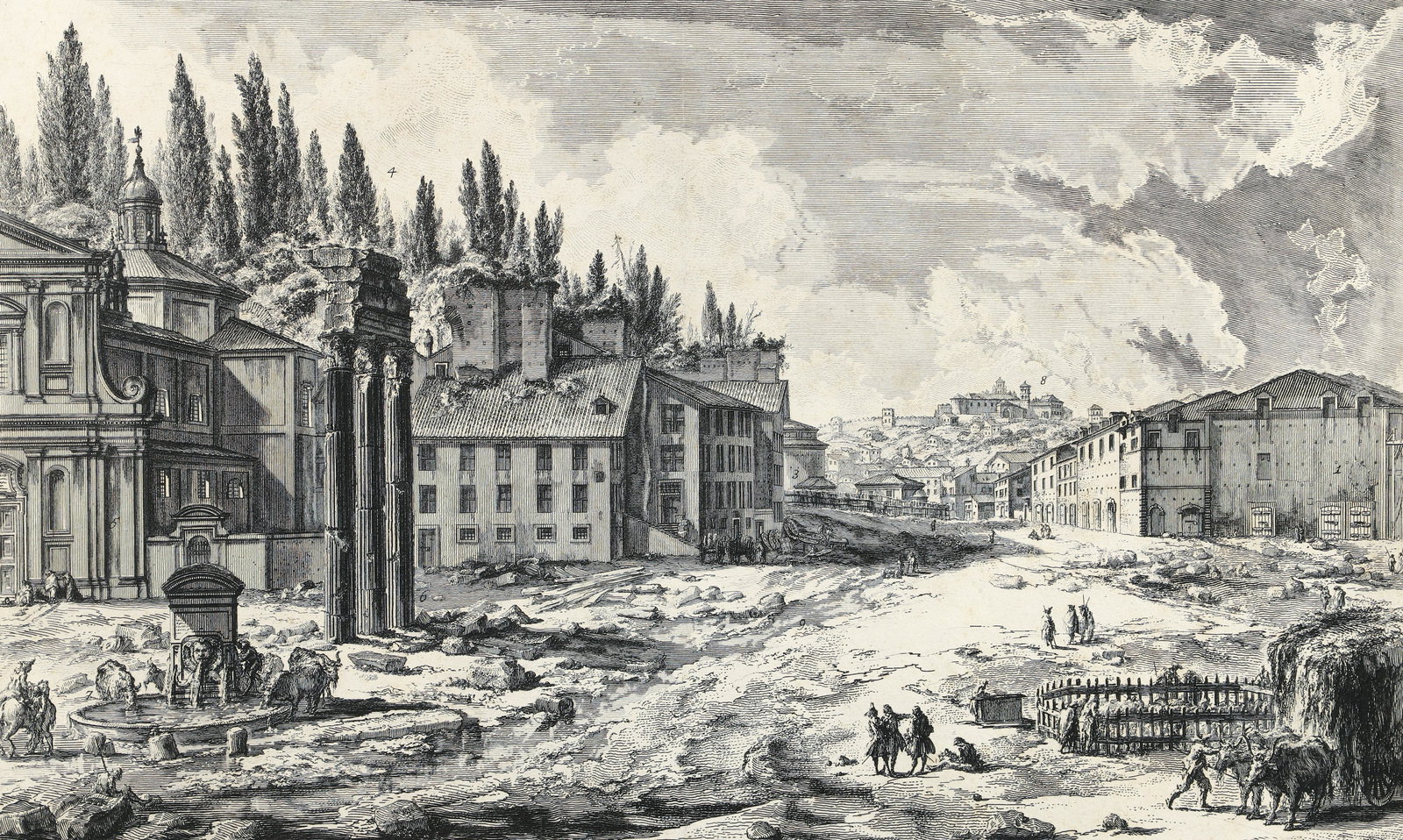 Piranesi 19th Century etching Veduta del Sito (1 of 4)