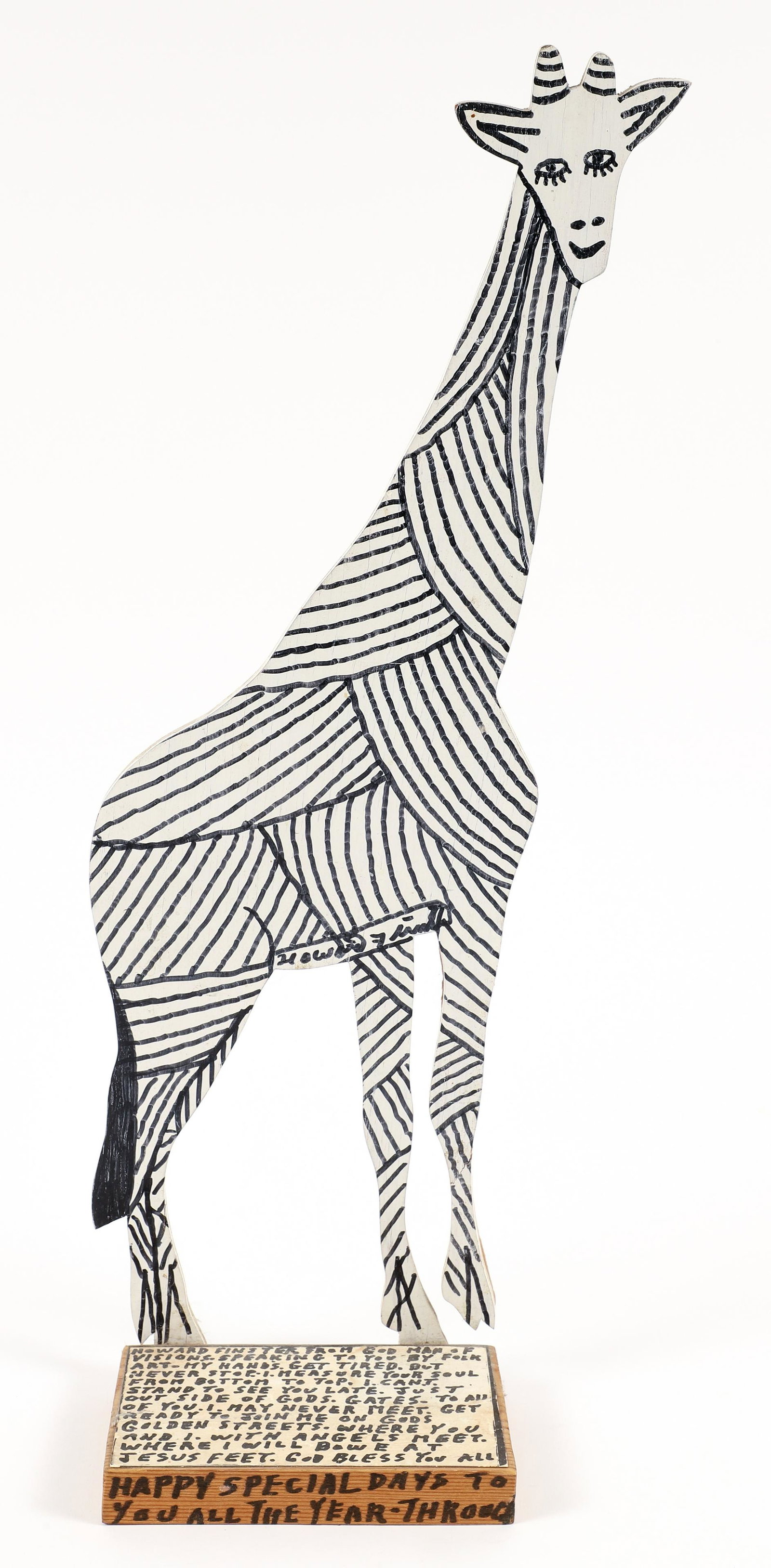 Howard Finster Painted Giraffe Wood Folk Art (1 of 6)