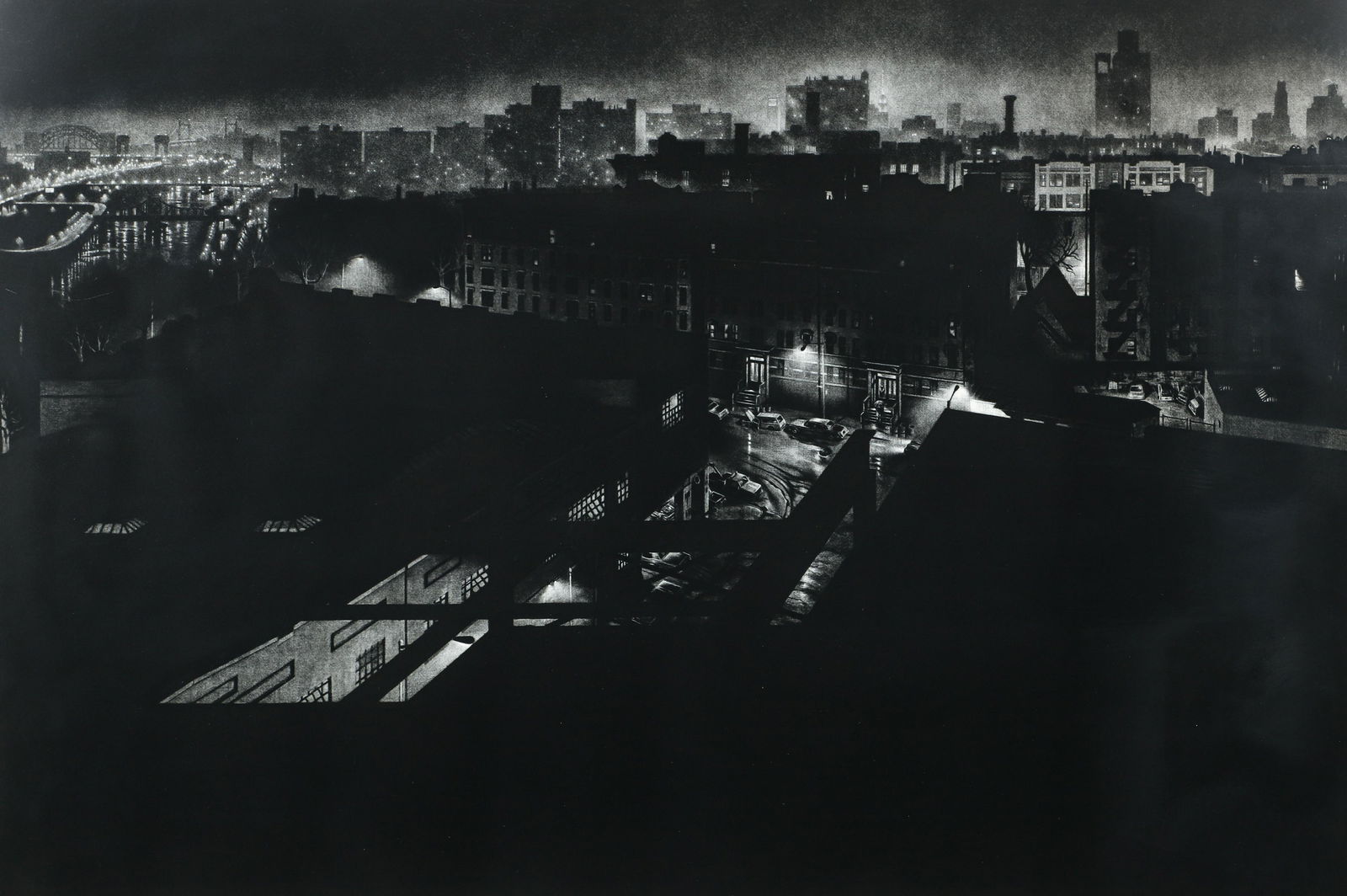 Craig McPherson 1986 mezzotint Girders (1 of 3)