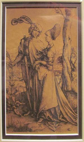 Durer and Lucas van Leyden engravings: Artist: DURER, Albrecht (GERMAN, 1471-1528), Van Leyden, Lucas (Dutch 1494-1533) Title: The Promenade; Knight with Maiden in the Forest Date: Originally engraved 1496-1497, this is most likely a 19th