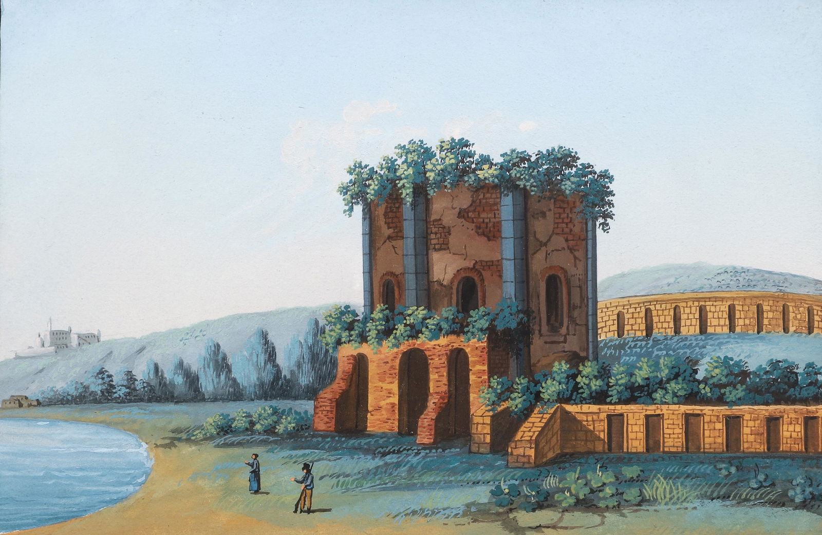 Italian Grand Tour gouache Tempio di Venere a Baja (1 of 4)