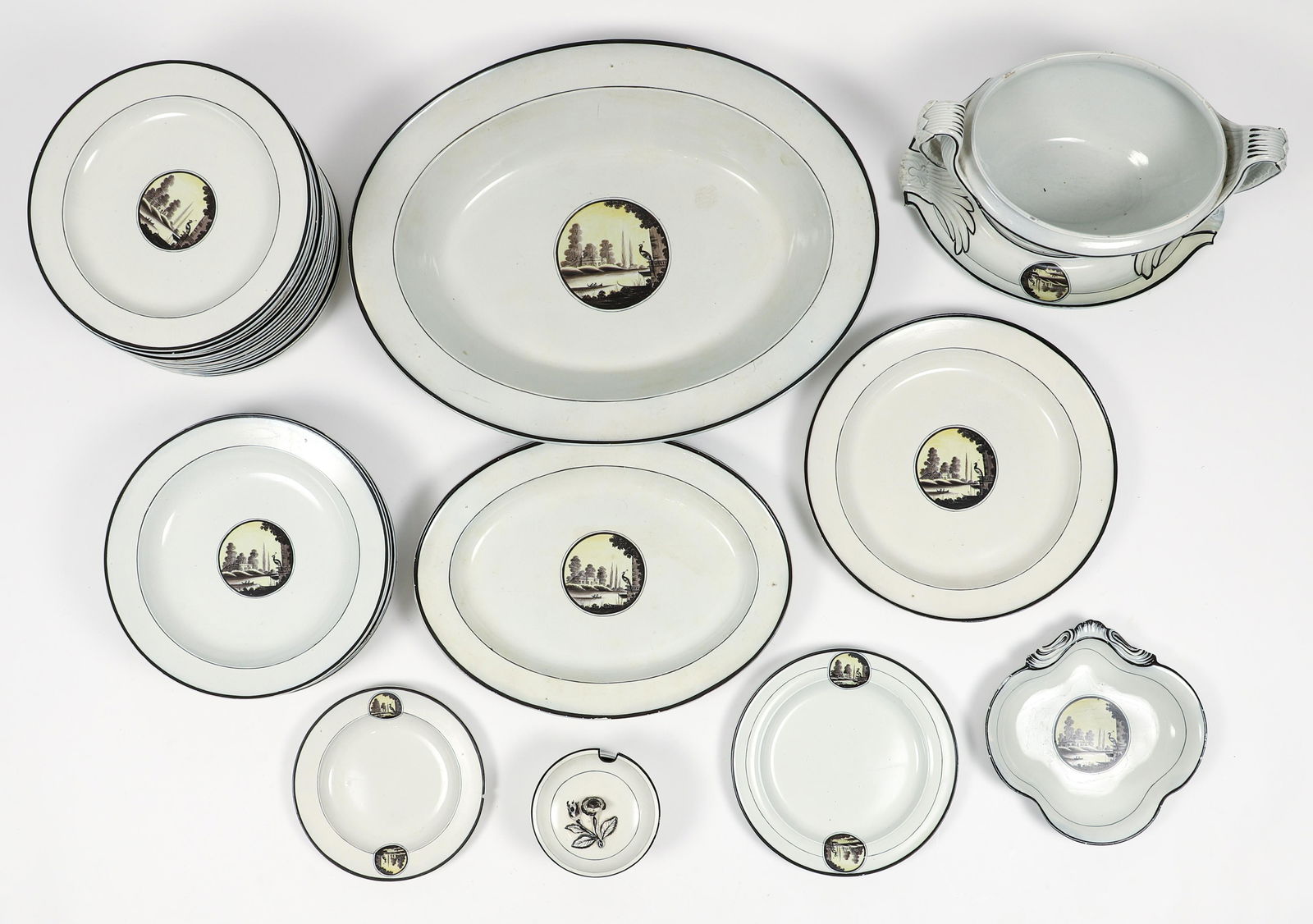 late 18th or Early 19th Century English soft paste Dinner Set (1 of 14)