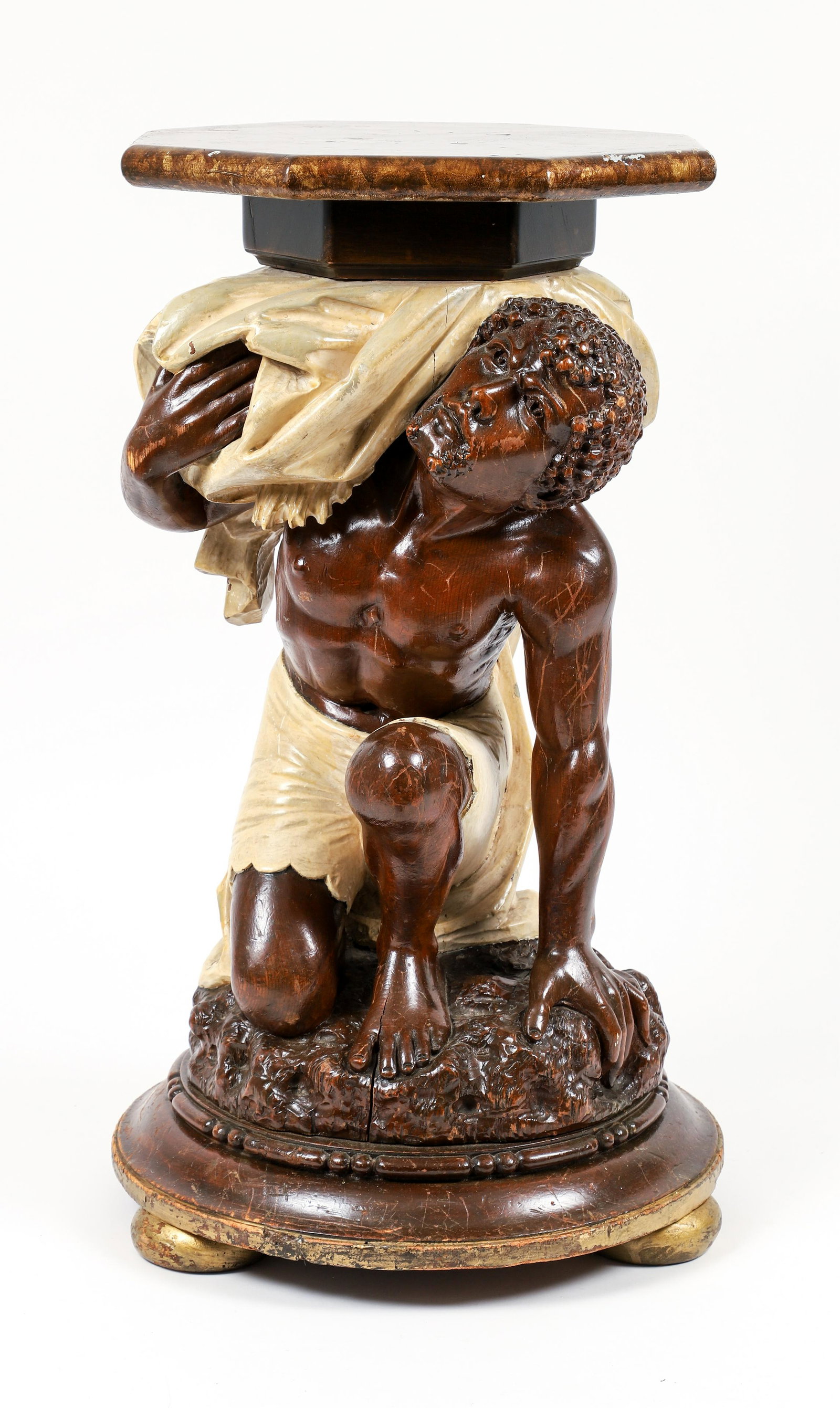 Blackamoor Pedestal Stand of carved and polychromed wood (1 of 7)