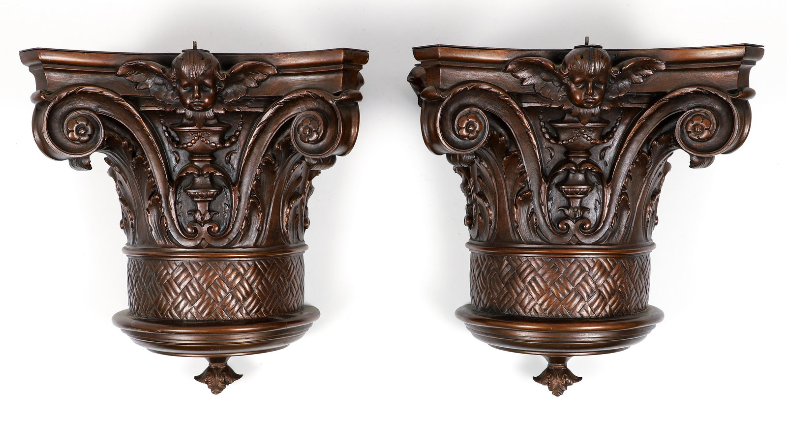 Pair Bronze or Copper Louis 14th Column Capitals (1 of 4)