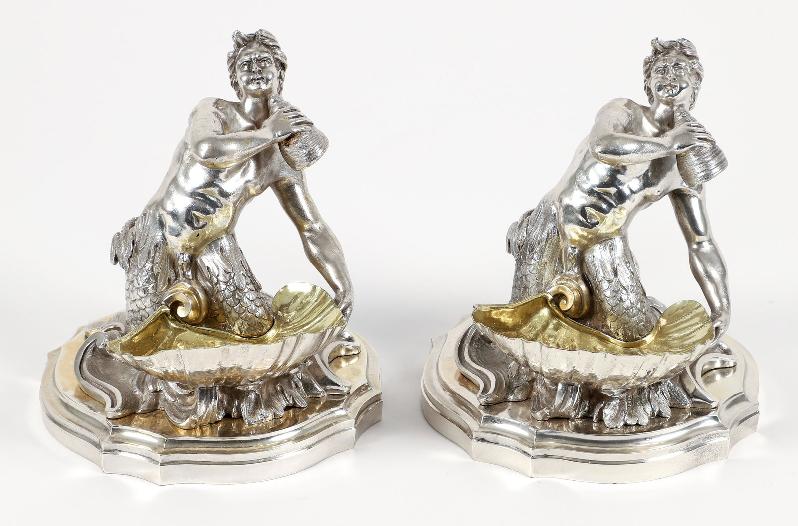 Pair of Elaborate Neptune Silver Plated Candy Bowls, 19th Century (1 of 7)